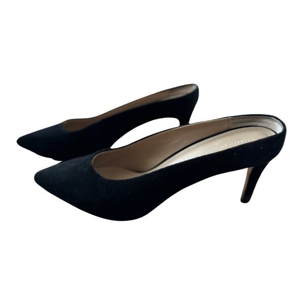 Pour La Victoire Black Suede Pointed Toe Slip on Mules I 9 - Picture 2 of 5